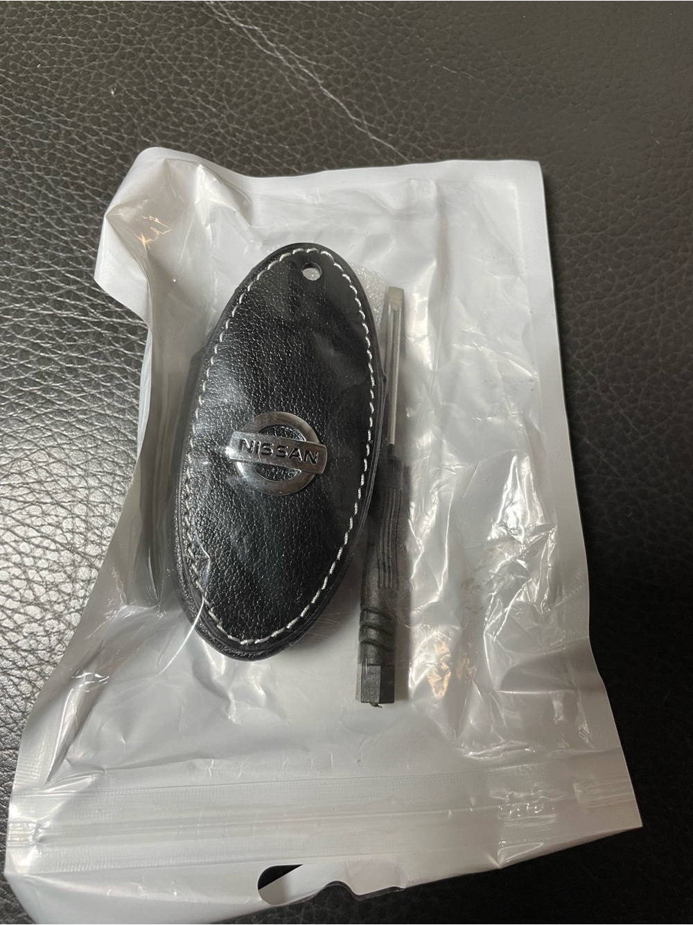Nissan Leather Key Fob Case Cover & Blank Key Insert Replacement